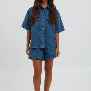 Bronze Snake Delaney Denim Set Dark Blue Size S NWOT